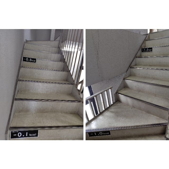 ⑧階段用消費カロリーステッカの貼付:運動促進